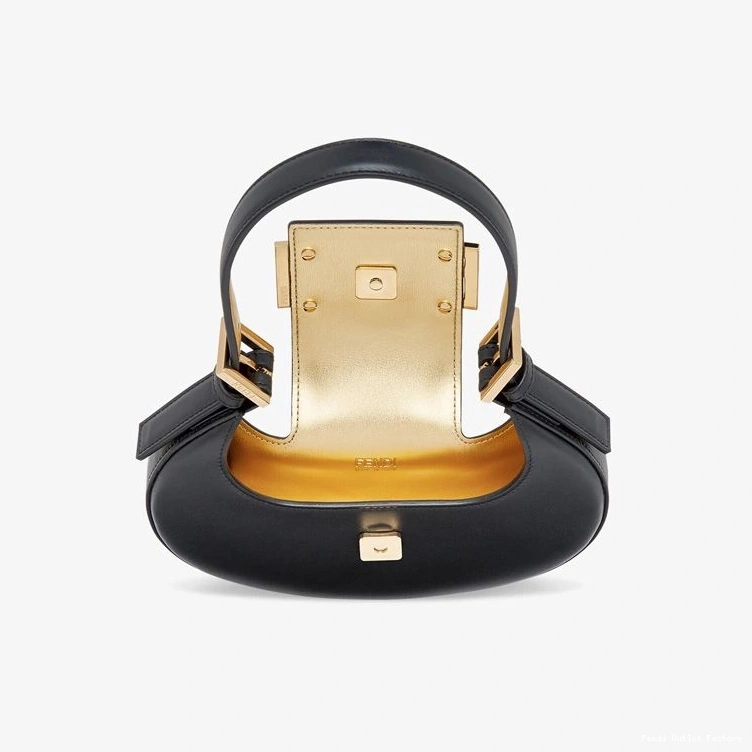Affordable HOT Leather Mini Cookie In Calf Bag Hobo Black Fendi 0715